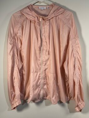 Chico's Blush Pink Hooded Ruched Windbreaker Jacket packable lightweight 20 or 4